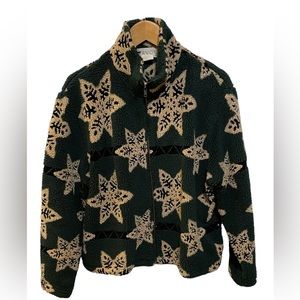 Lavon 80s winter green sweater with beige stars and black accents Xl USA…